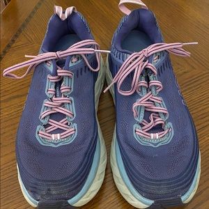 Hoka One One, Bondi 6, ladies size 9.5, Blue/Pink.